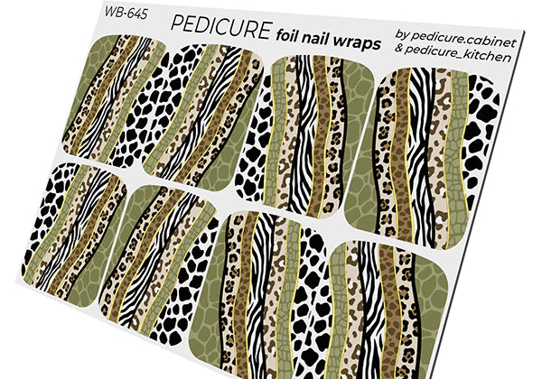 Wraps Pédicure Animal Rayé Vert Feuille d’Or Format Large – WB-645