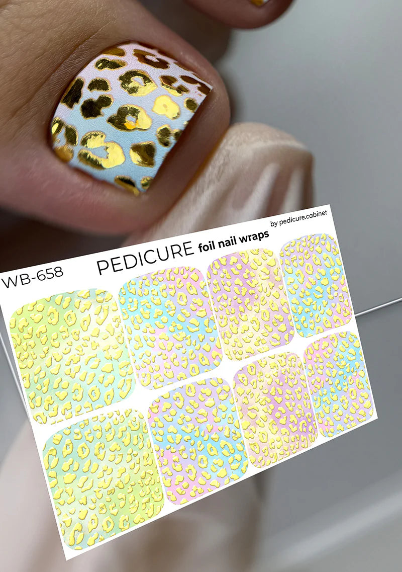 Wraps Pédicure Dégradé Léopard Feuille d’Or Format Large – WB-658
