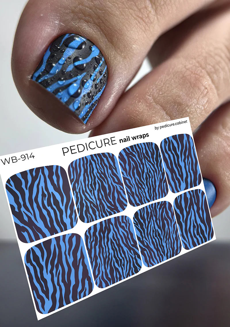 Wraps Pédicure Zèbre Bleu Format Large – WB-914