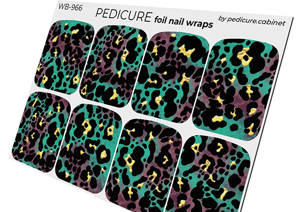Wraps Pédicure Léopard Jungle Feuille d’Or Format Large – WB-966