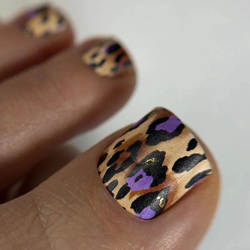 Wraps Pédicure Léopard Violet Feuille d'Or – WR-354