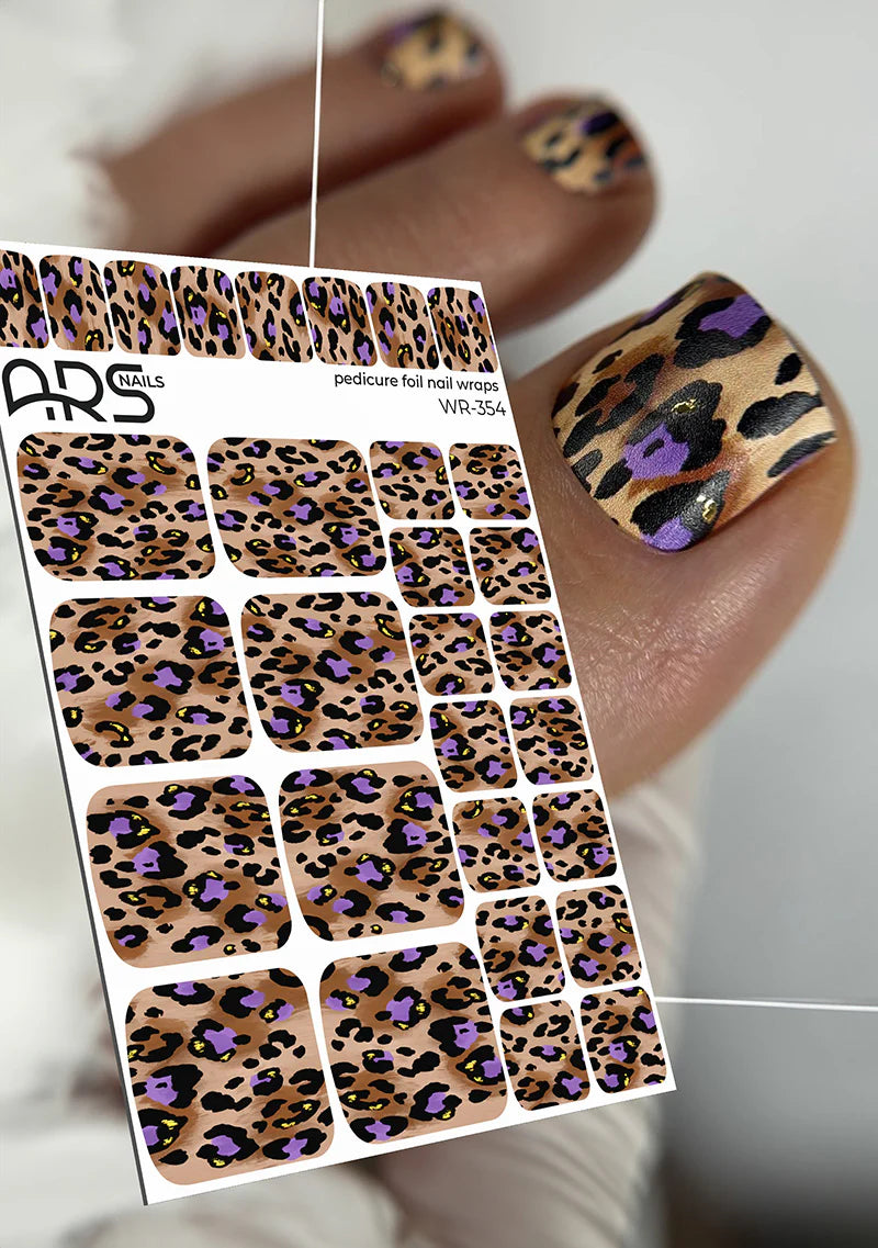 Wraps Pédicure Léopard Violet Feuille d'Or – WR-354
