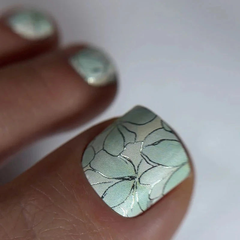 Wraps Pédicure Fleurs Vert Clair foil coloré – WR-374