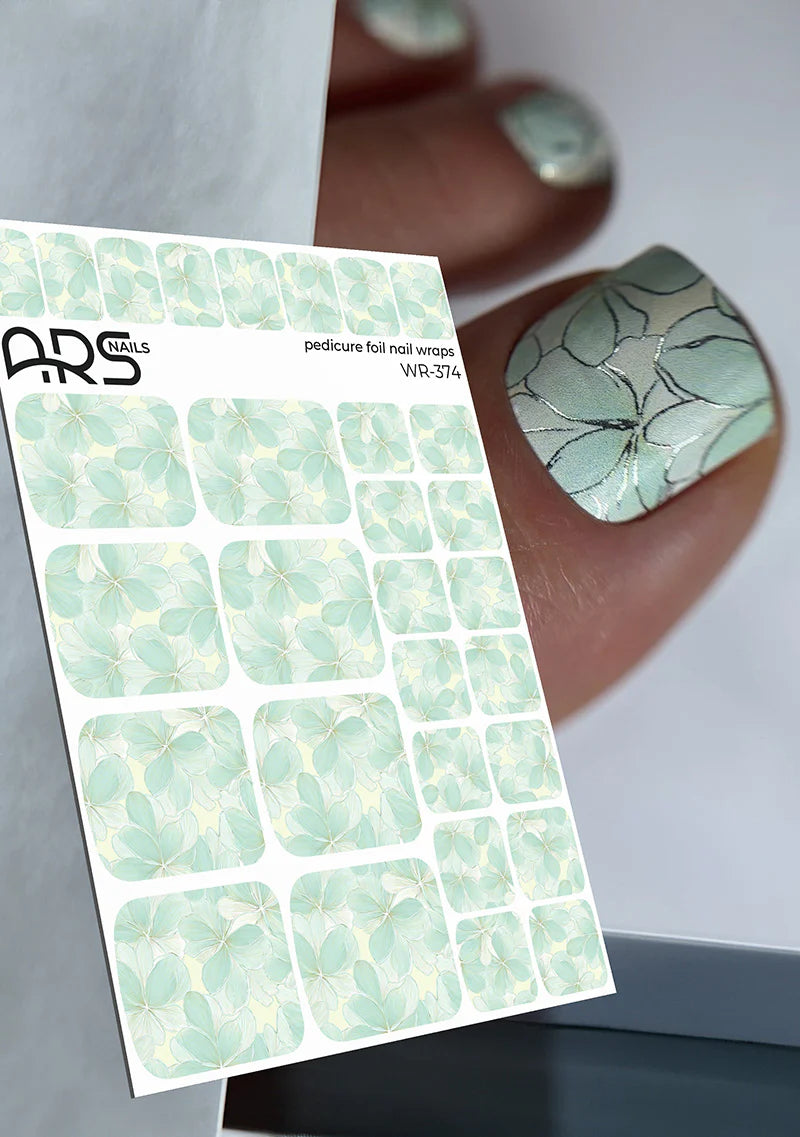 Wraps Pédicure Fleurs Vert Clair foil coloré – WR-374