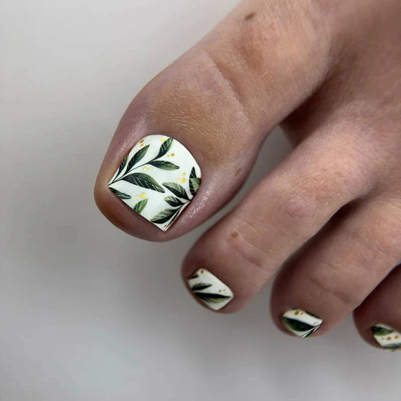 Wraps Pédicure Feuillage Vert Feuille d’Or – WR-454