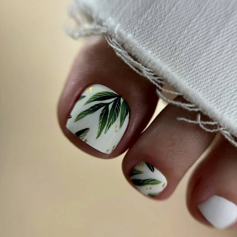 Wraps Pédicure Feuillage Vert Feuille d’Or – WR-454