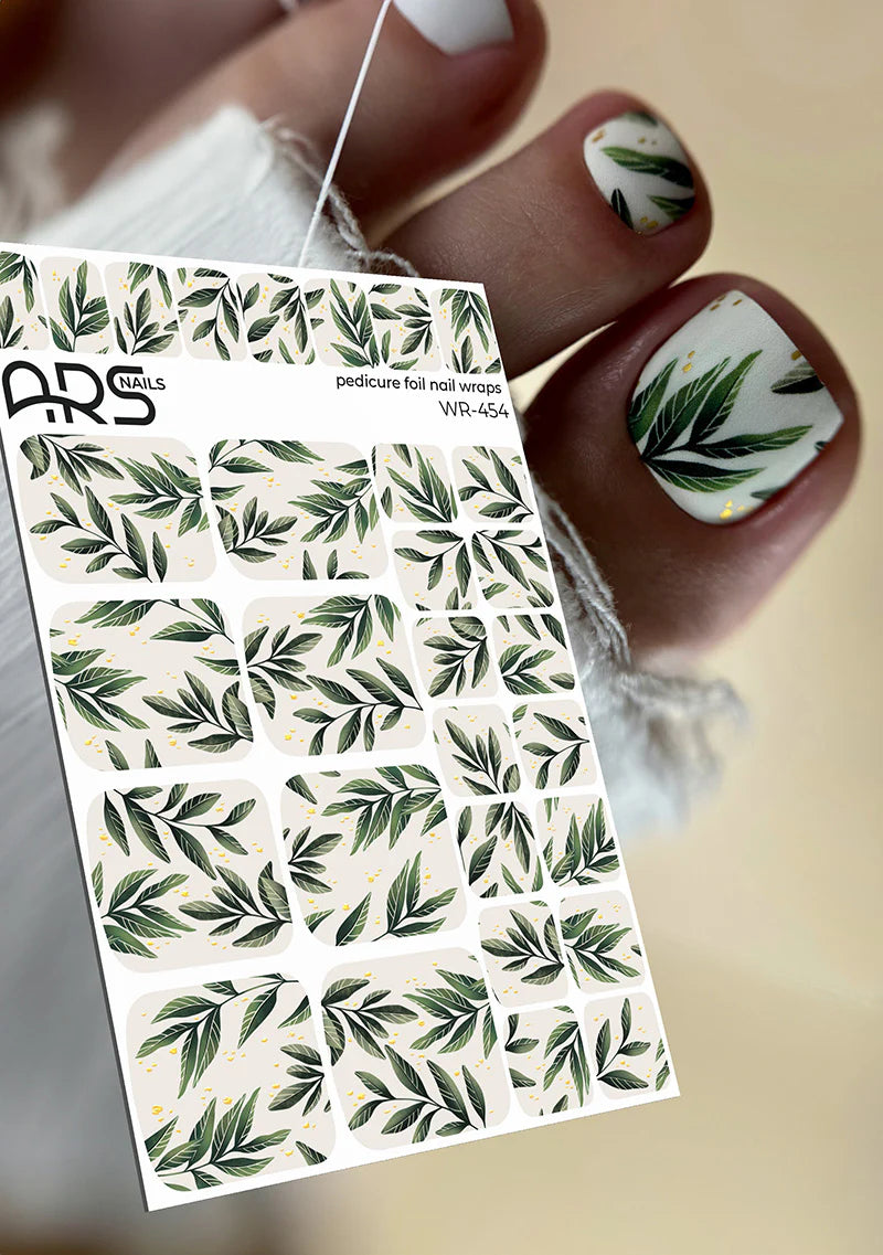 Wraps Pédicure Feuillage Vert Feuille d’Or – WR-454