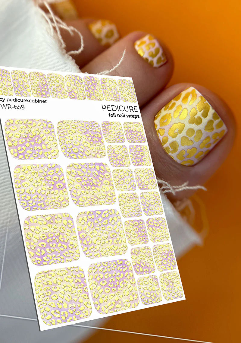 Wraps Pédicure Léopard Pastel Feuille d’Or – WR-659