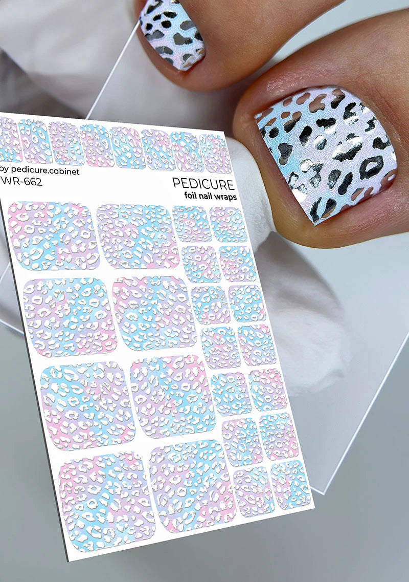 Wraps Pédicure Léopard Pastel Foil Argenté WR-662