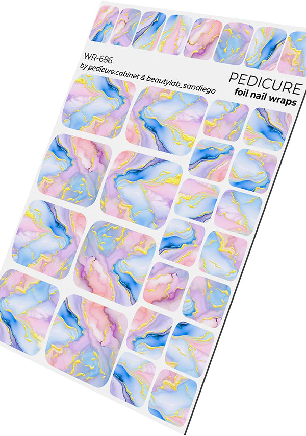 Wraps Pédicure Marbre Pastel Feuille d’Or WR-686