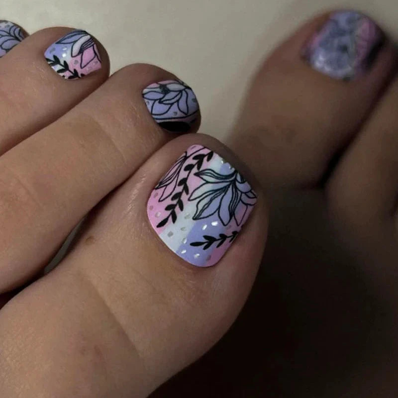 Wraps Pédicure Rose &amp; Lilas Foil Argenté – WR-854