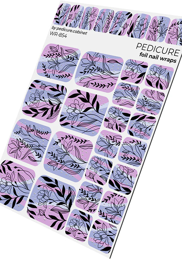 Wraps Pédicure Rose &amp; Lilas Foil Argenté – WR-854