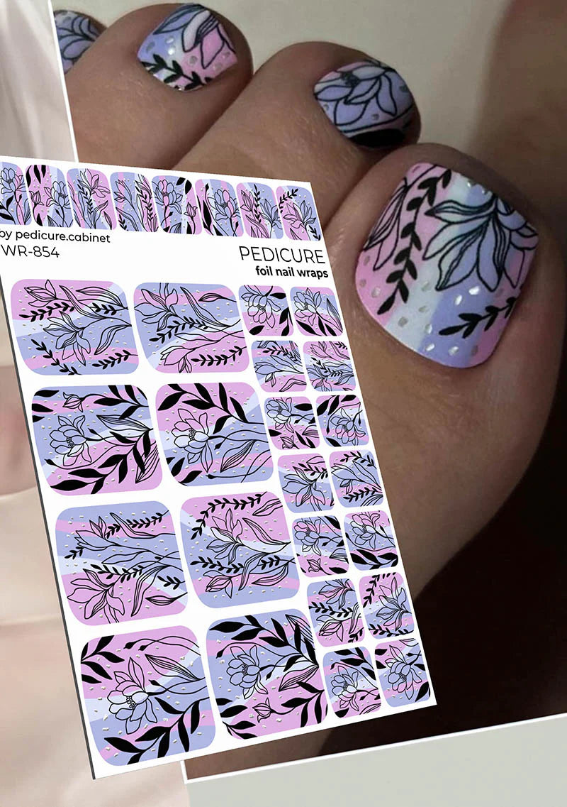 Wraps Pédicure Rose &amp; Lilas Foil Argenté – WR-854