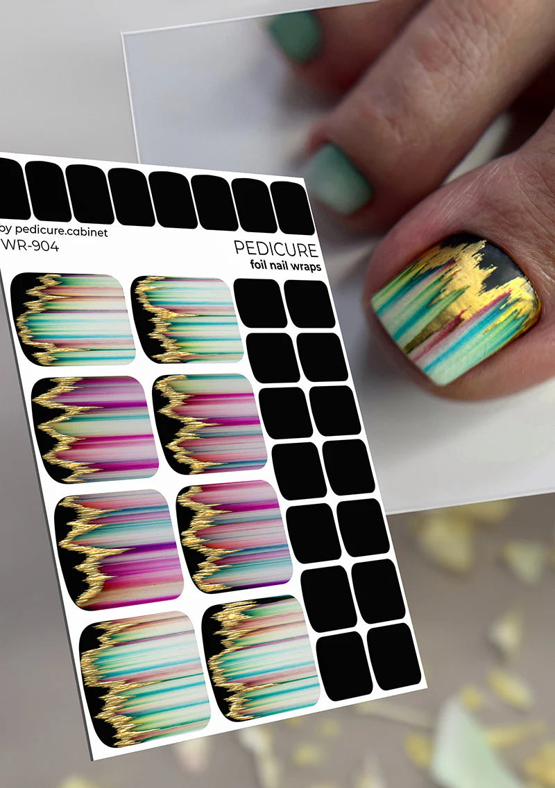 Wraps Pédicure Éclats Colorés Feuille d’Or – WR-904