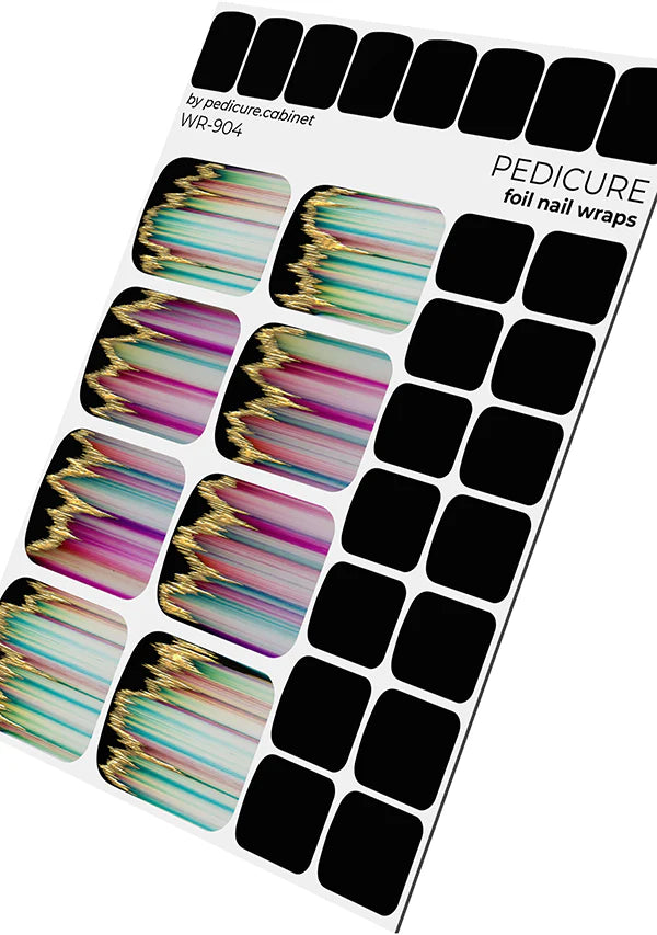 Wraps Pédicure Éclats Colorés Feuille d’Or – WR-904