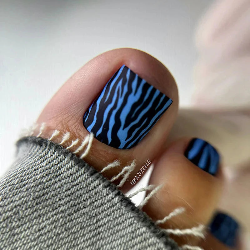 Wraps Pédicure Zèbre Bleu Format Large – WB-914