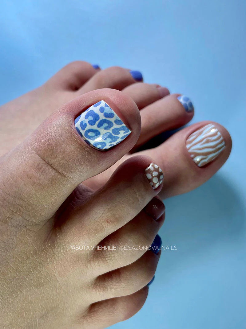 Wraps Pédicure Animal Mix Bleu &amp; Marron – WR-979