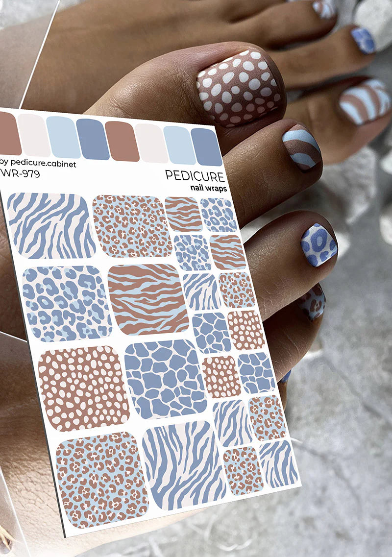 Wraps Pédicure Animal Mix Bleu &amp; Marron – WR-979